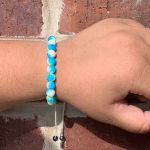 Blue Marble Beaded Bracelet